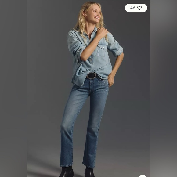 MOTHER Denim - Mother Insider Flood Wide Leg Jeans in Metal Magic